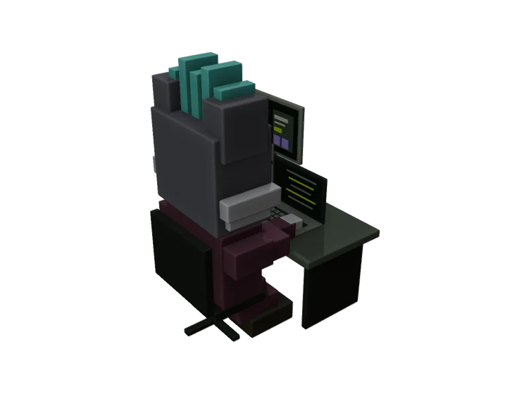Cat developer typing as a website assembles on the monitor